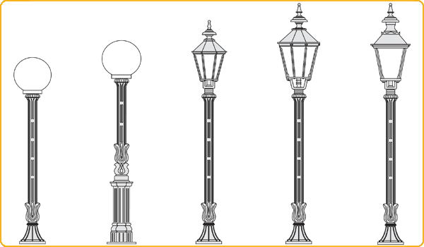 große Standlaternen, Typen 16, 28, 18W, 17W und 19W
