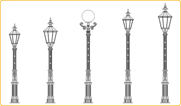 große Standlaternen, Typen 30, 29, 33W, 30W und 29W