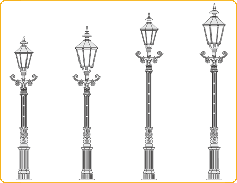 große Standlaternen, Typen 35, 34, 35W und 34W